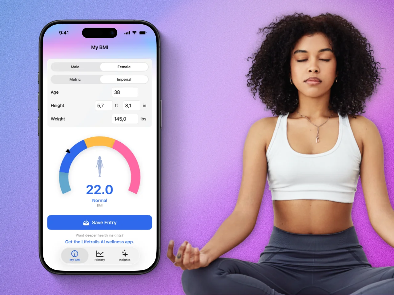 Lifetrails Weight & BMI Tracker - Simple Weight & BMI Tracking for iPhone